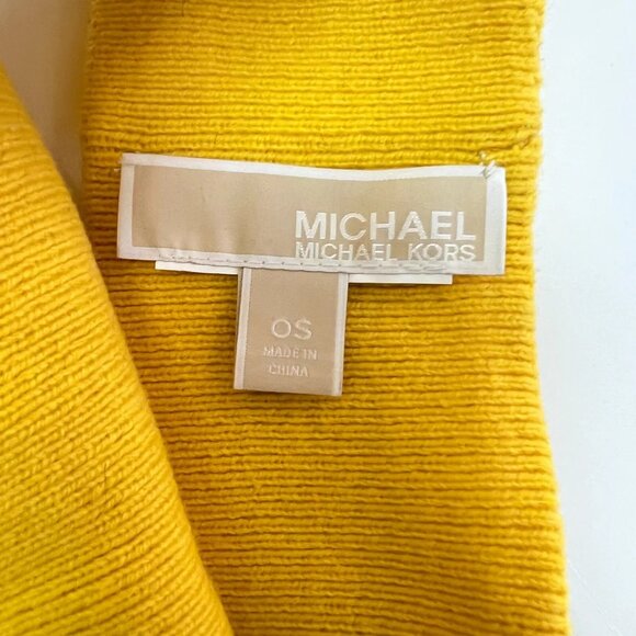 MK Womens Yellow Patch Ribbed Head Band And Fingerless Warmer Gloves One Sz Set - Picture 5 of 5